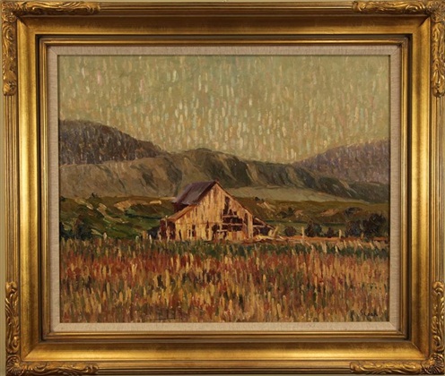 Barn in Field, Sloan, 24” x 30,” oil on board, 2005